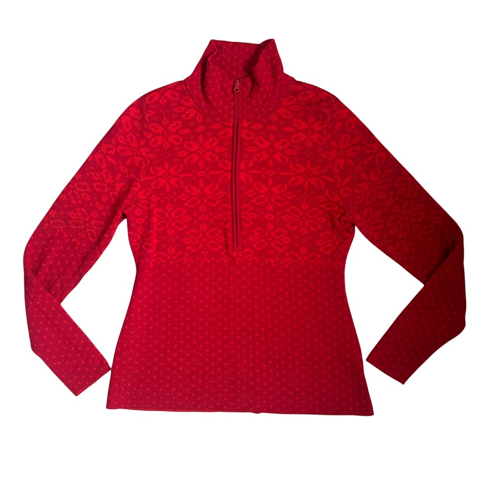 Icelandic Design Sweater Merino Wool Nordic Fair Isle Quarter Zip PM FLAWS